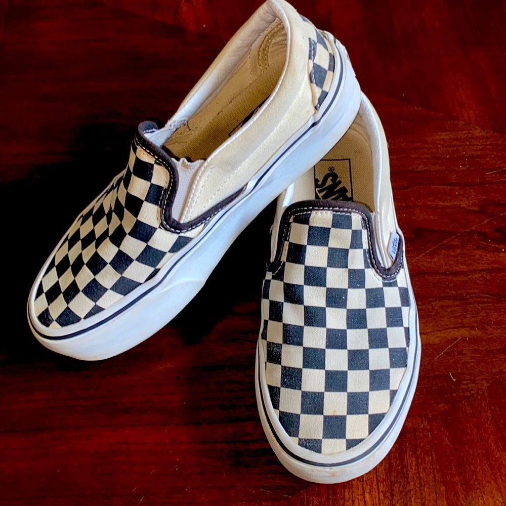Vans black and white checkered.